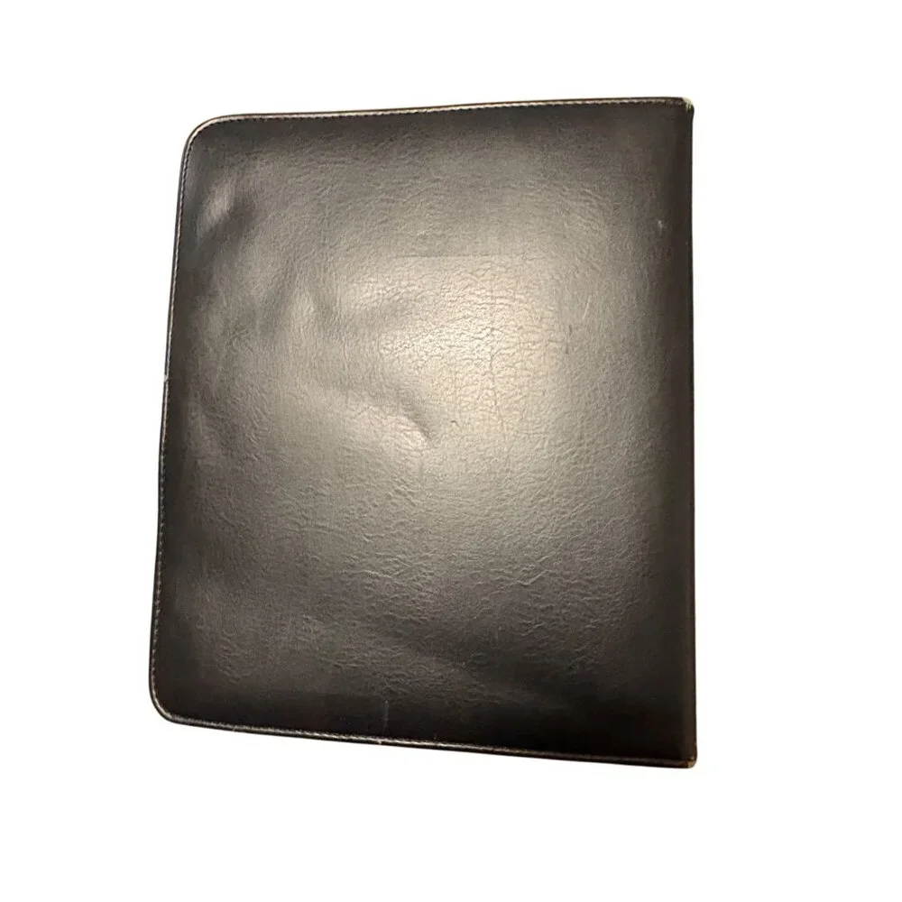 Franklin Covey Black Leather Zip Binder Planner Organizer 7-Ring With Card Slots